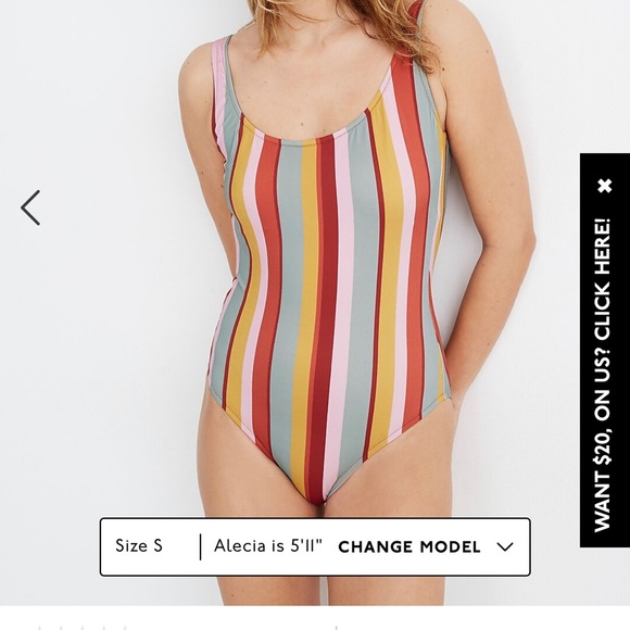 Madewell Second Wave Tank One-Piece Swimsuit in Rainbow Stripe - Picture 3 of 4